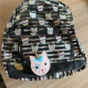 Betsey Johnson Striped Caticorn Rainbow Backpack